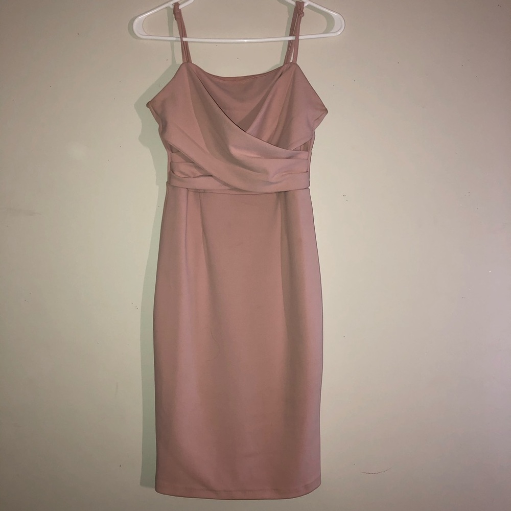 blush pink midi dress from dynamite
